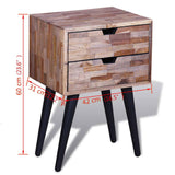 NNEVL Nightstand with 2 Drawers Reclaimed Teak Wood