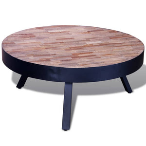 NNEVL Coffee Table Round Reclaimed Teak Wood