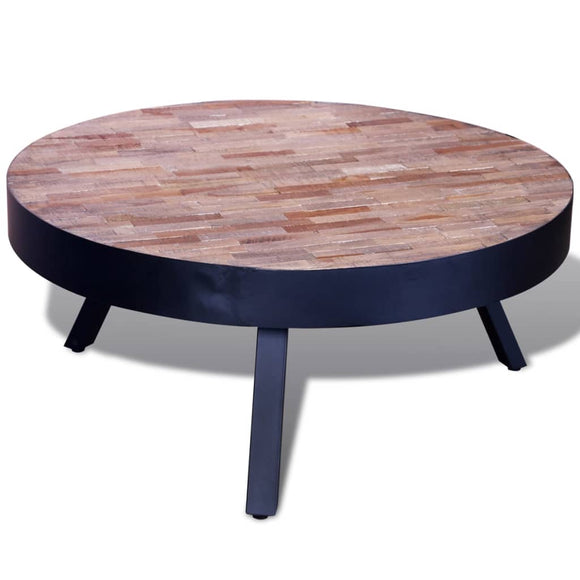 NNEVL Coffee Table Round Reclaimed Teak Wood