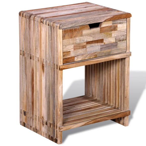 NNEVL Nightstand with Drawer Reclaimed Teak Wood