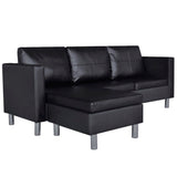 NNEVL Sectional Sofa 3-Seater Artificial Leather Black