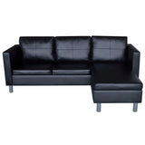 NNEVL Sectional Sofa 3-Seater Artificial Leather Black