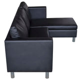 NNEVL Sectional Sofa 3-Seater Artificial Leather Black