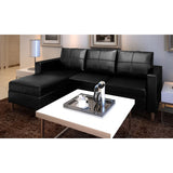 NNEVL Sectional Sofa 3-Seater Artificial Leather Black
