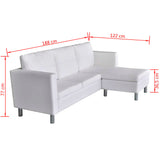 NNEVL Sectional Sofa 3-Seater Artificial Leather White