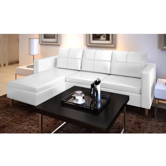 NNEVL Sectional Sofa 3-Seater Artificial Leather White
