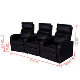 NNEVL Recliner 3-seat Artificial Leather Black