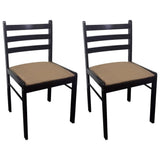 NNEVL Dining Chairs 2 pcs Brown Solid Rubber Wood and Velvet