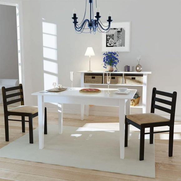 NNEVL Dining Chairs 2 pcs Brown Solid Rubber Wood and Velvet
