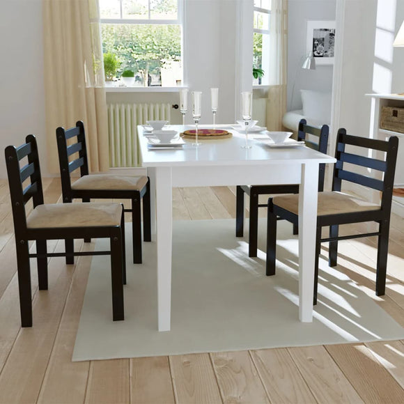 NNEVL Dining Chairs 4 pcs Brown Solid Rubber Wood and Velvet