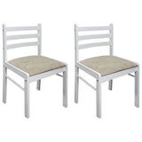 NNEVL Dining Chairs 2 pcs White Solid Rubber Wood and Velvet