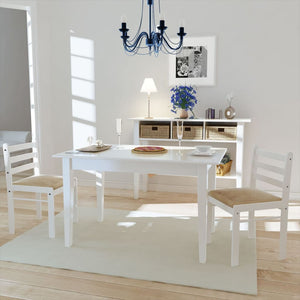 NNEVL Dining Chairs 2 pcs White Solid Rubber Wood and Velvet