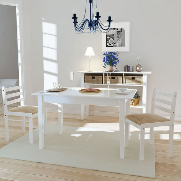 NNEVL Dining Chairs 2 pcs White Solid Rubber Wood and Velvet