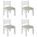 NNEVL Dining Chairs 4 pcs White Solid Rubber Wood and Velvet