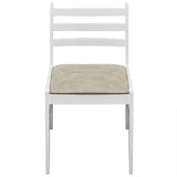 NNEVL Dining Chairs 4 pcs White Solid Rubber Wood and Velvet