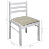 NNEVL Dining Chairs 4 pcs White Solid Rubber Wood and Velvet