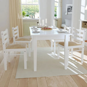 NNEVL Dining Chairs 4 pcs White Solid Rubber Wood and Velvet