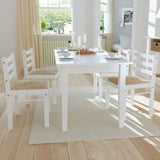NNEVL Dining Chairs 4 pcs White Solid Rubber Wood and Velvet