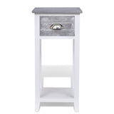 NNEVL Nightstand with 1 Drawer Grey and White