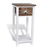 NNEVL Nightstand with 1 Drawer Brown and White