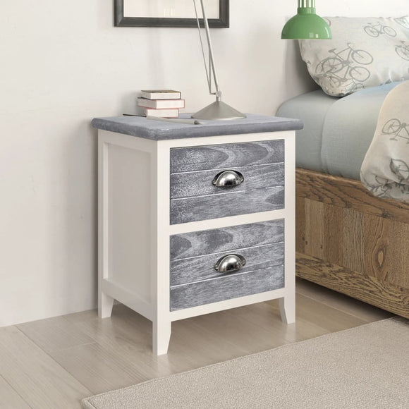 NNEVL Nightstand 2 pcs with 2 Drawers Grey and White