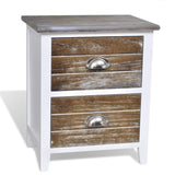 NNEVL Nightstand 2 pcs with 2 Drawers Brown and White