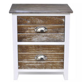 NNEVL Nightstand 2 pcs with 2 Drawers Brown and White