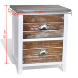 NNEVL Nightstand 2 pcs with 2 Drawers Brown and White