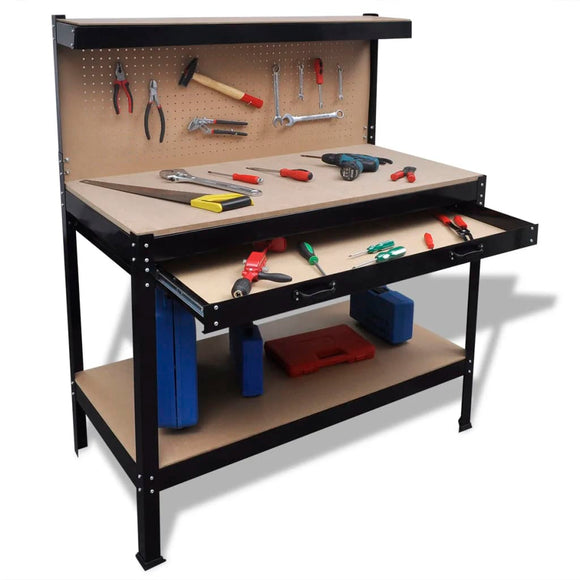 NNEVL Workbench with Pegboard and Drawer