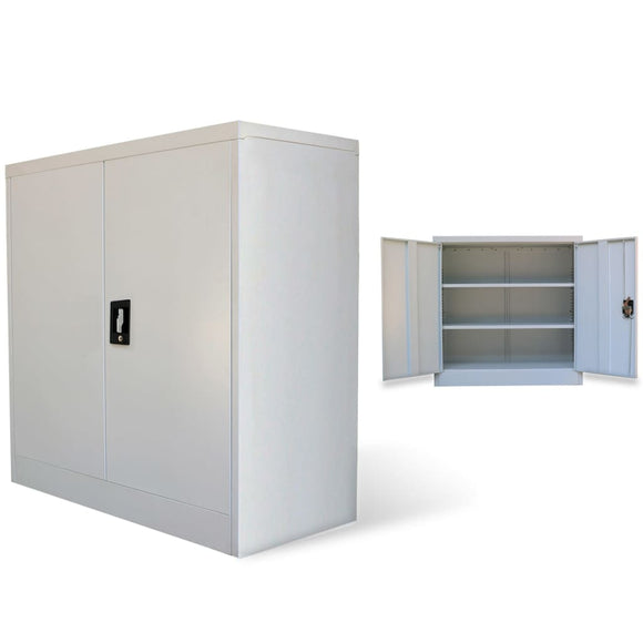 NNEVL Office Cabinet with 2 Doors Grey 90 cm Steel