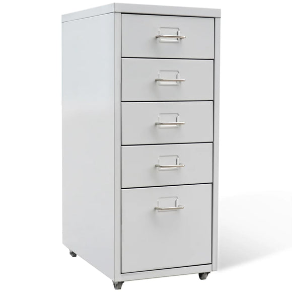 NNEVL File Cabinet with 5 Drawers Grey 68.5 cm Steel