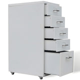 NNEVL File Cabinet with 5 Drawers Grey 68.5 cm Steel