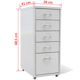 NNEVL File Cabinet with 5 Drawers Grey 68.5 cm Steel