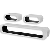 NNEVL 3 White-black MDF Floating Wall Display Shelf Cubes Book/DVD Storage