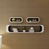 NNEVL 3 White-black MDF Floating Wall Display Shelf Cubes Book/DVD Storage