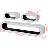 NNEVL 3 White-black MDF Floating Wall Display Shelf Cubes Book/DVD Storage