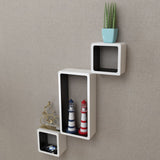 NNEVL 3 White-black MDF Floating Wall Display Shelf Cubes Book/DVD Storage