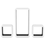 NNEVL 3 White-black MDF Floating Wall Display Shelf Cubes Book/DVD Storage
