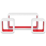 NNEVL 3 White-red MDF Floating Wall Display Shelf Cubes Book/DVD Storage
