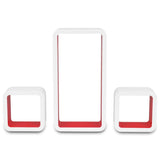 NNEVL 3 White-red MDF Floating Wall Display Shelf Cubes Book/DVD Storage