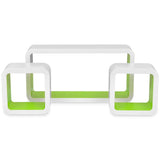 NNEVL 3 White-green MDF Floating Wall Display Shelf Cubes Book/DVD Storage