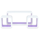 NNEVL 3 White-purple MDF Floating Wall Display Shelf Cubes Book/DVD Storage