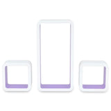 NNEVL 3 White-purple MDF Floating Wall Display Shelf Cubes Book/DVD Storage