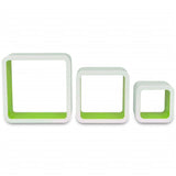 NNEVL 3 White-green MDF Floating Wall Display Shelf Cubes Book/DVD Storage