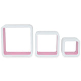 NNEVL 3 White-pink MDF Floating Wall Display Shelf Cubes Book/DVD Storage
