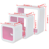 NNEVL 3 White-pink MDF Floating Wall Display Shelf Cubes Book/DVD Storage