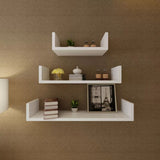 NNEVL 3 White MDF U-shaped Floating Wall Display Shelves Book/DVD Storage