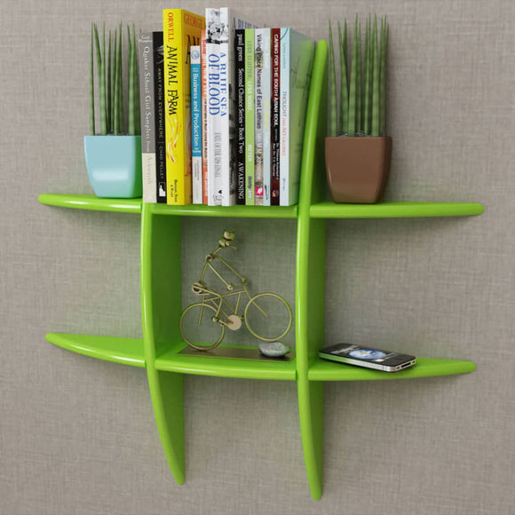 NNEVL Green MDF Floating Wall Display Shelf Book/DVD Storage