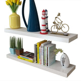NNEVL 2 White MDF Floating Wall Display Shelves Book/DVD Storage