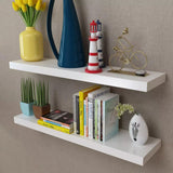 NNEVL 2 White MDF Floating Wall Display Shelves Book/DVD Storage